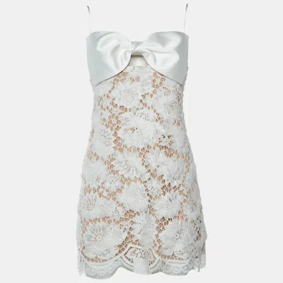 Pre-owned Self-portrait White Lace Bow Mini Dress S