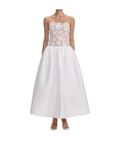 Self-portrait White Lace Taffeta Maxi Dress