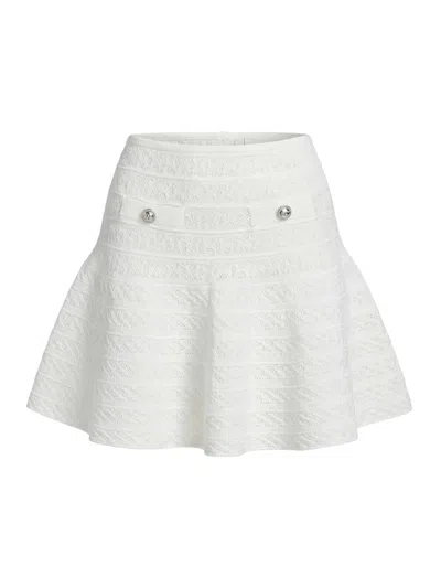 Self-portrait White Pointelle Knit Mini Skirt