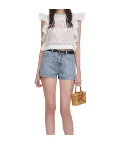 Self-portrait Embroidered Ruffled Top In White