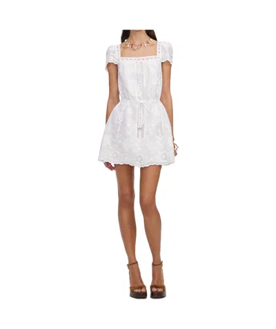 Self-portrait White Ramie Mini Dress