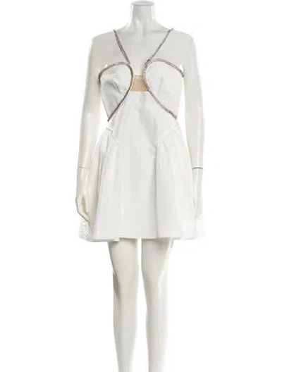 Pre-owned Self-portrait White Taffeta Flared Mini Dress Mini Dress
