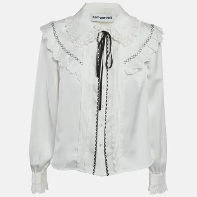 Self-portrait White Twill Frill Yoke Shirt