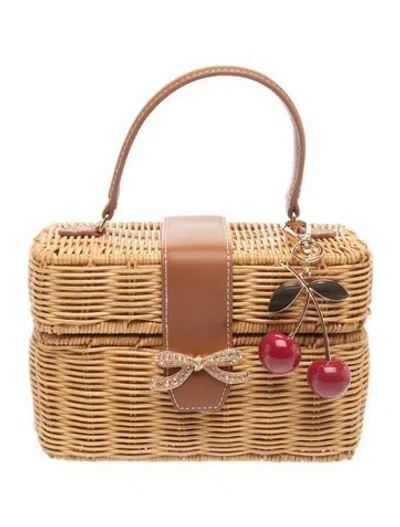 Pre-owned Self-portrait Wicker Top Handle Bag W/ Tags In Brown/neutrals