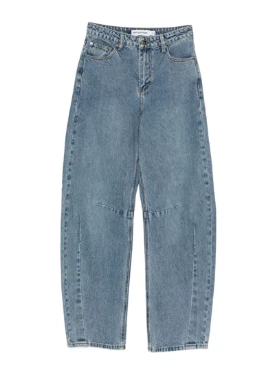 Self-portrait Wide Leg Denim Jeans In Blue