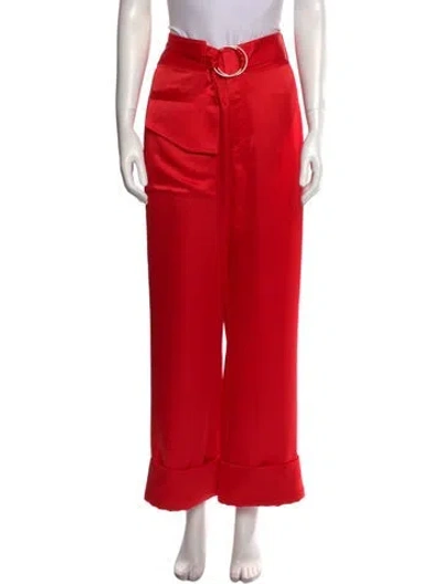 Pre-owned Self-portrait Wide Leg Pants In Red