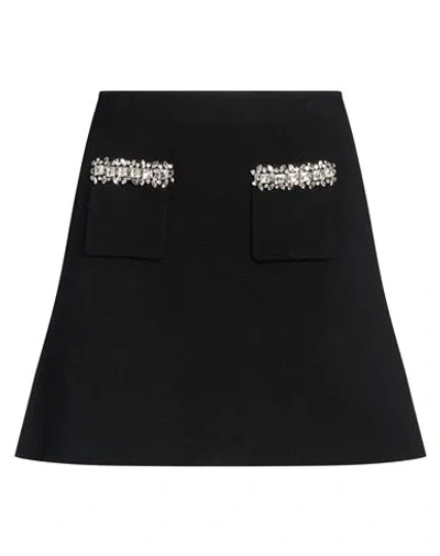Self-portrait Woman Mini Skirt Black Size S Wool, Cotton, Polyester, Polyamide, Elastane