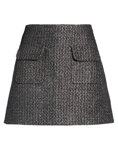 Self-portrait Woman Mini Skirt Silver Size 8 Polyester, Cotton, Metallic Fiber In Gray