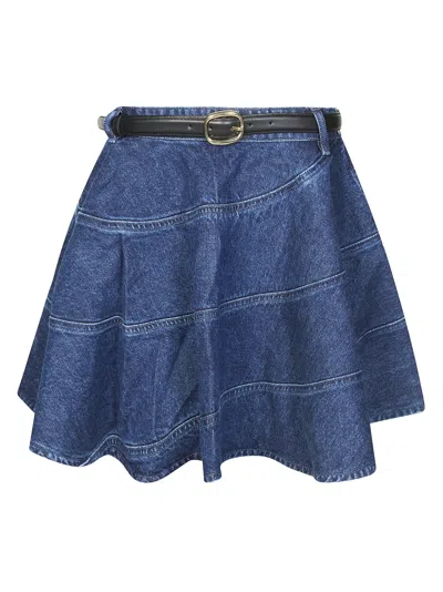 Self-portrait Women's A-line Denim Midi Skirt In Blue