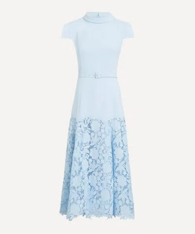 Self-portrait Blue Crepe Lace Midi Dress