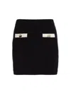 Self-portrait Knitted Miniskirt With Golden-effect Detail In Black