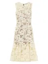 Self-portrait Midi Dress Yellow Crochet Lace With Yellow Cotton Lace For Women In Yellow