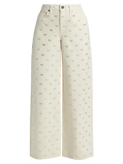 Self-portrait Women's Diamanté Bow Jeans In Cream