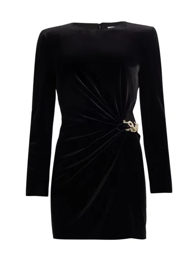 Self-portrait Women's Embellished Cut-out Velvet Minidress In Black
