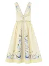 Self-portrait Floral Pleated Sleeveless Dress Knee Length In Yellow