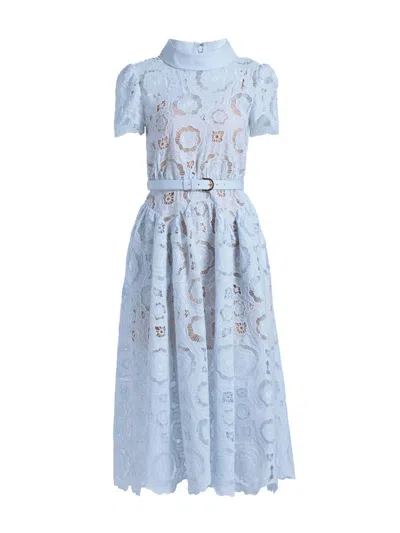 Self-portrait Neutrals Circular Pattern Lace Midi Dress In Gray