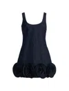 Self-portrait Short Blue Dress With Floral Applique Self Portrait In Blue