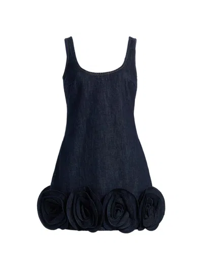 SELF-PORTRAIT WOMEN'S FLOWER APPLIQUÉ DENIM MINIDRESS