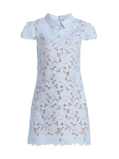 Self-portrait Women's Guipure Lace Minidress In Blue