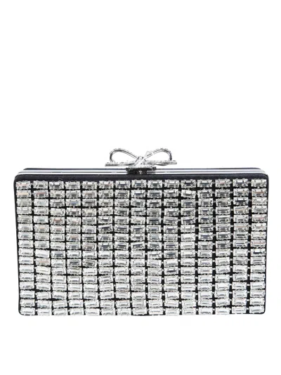 Self-portrait Chainmail Clutch Bag In Silver