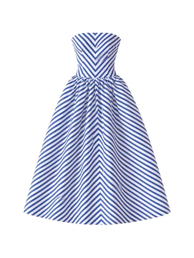 Self-portrait Women's Mini Dress With Concealed Back Zip And Internal Corset In Blu