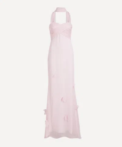 Self-portrait Women's Pink Georgette Scarf Maxi Dress In Multi