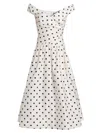 Self-portrait White Dress With All-over Polka Dot And Flared Skirt In Cotton Woman In White
