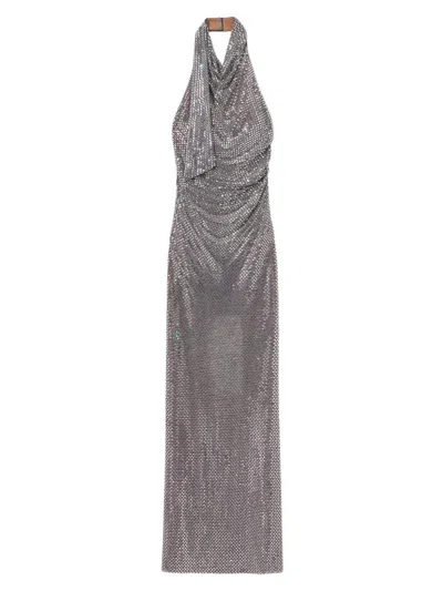 Self-portrait Rhinestone Draped Maxi Dress In Multi