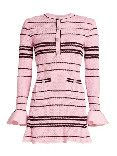Self-portrait Women's Striped Minidress In Pink