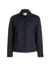 Self-portrait Flap-pocket Suede Jacket In Blue