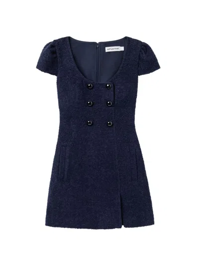 Self-portrait Women's Textured Bouclé Minidress In Blue