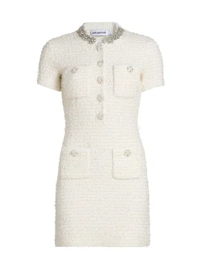 Self-portrait Women's Textured Boucle Minidress In White
