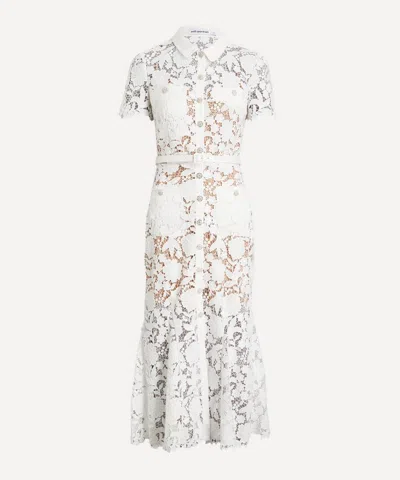 Self-portrait Women's White Lace Collared Midi Dress