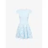 Self-portrait Womens Self Portrait Cap-sleeve Crepe And Lace Mini Dress In Blue