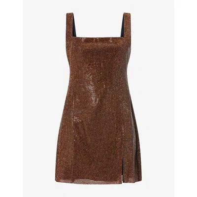 Self-portrait Womens Crystal Mini Dress Bronze In Multi