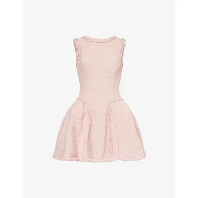 Self-portrait Womens Pink Sleeveless Boucle Woven Mini Dress
