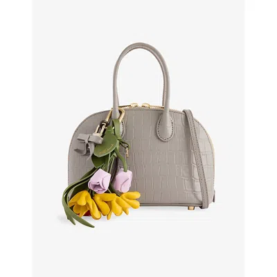 Self-portrait Womens Toast Mock-croc Leather Handbag Grey