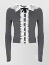 Self-portrait Self Portrait Knitted Wool Cardigan With Lace Collar In Grey In Gray