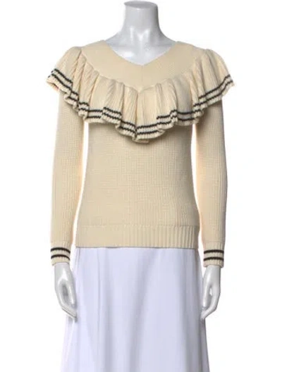 Pre-owned Self-portrait Wool Colorblock Pattern Sweater In Black