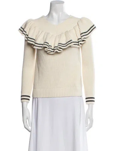 Pre-owned Self-portrait Wool Colorblock Pattern Sweater In Neutral