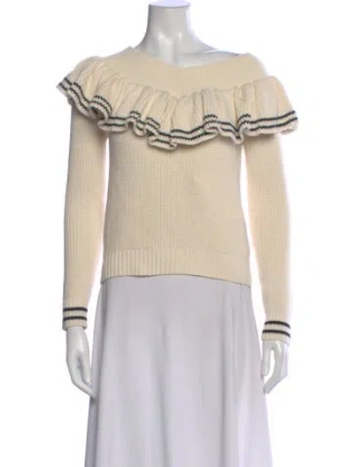Pre-owned Self-portrait Wool Colorblock Pattern Sweater In Neutral
