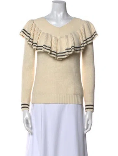 Pre-owned Self-portrait Wool Colorblock Pattern Sweater In Neutrals