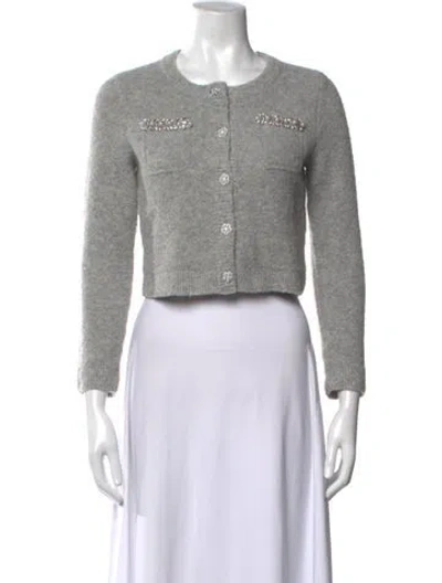 Pre-owned Self-portrait Wool Crew Neck Sweater In Grey