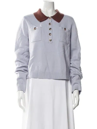 Pre-owned Self-portrait Wool Crew Neck Sweater In White
