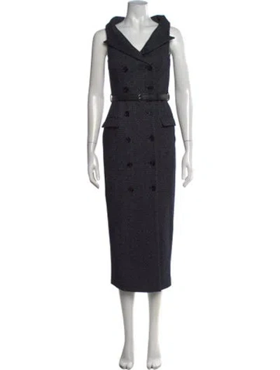Pre-owned Self-portrait Wool Knee-length Dress In Black
