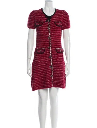 Pre-owned Self-portrait Wool Knee-length Dress In Black/blue/red