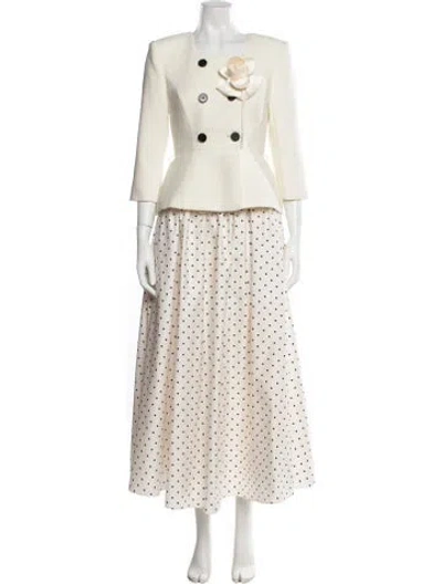 Pre-owned Self-portrait Wool Long Dress In White