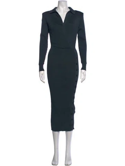 Pre-owned Self-portrait Wool Midi Length Dress In Green