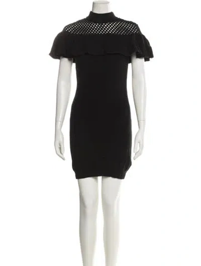Pre-owned Self-portrait Wool Mini Dress In Black