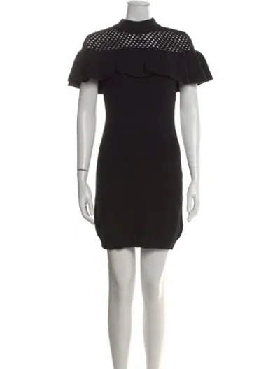 Pre-owned Self-portrait Wool Mini Dress In Black